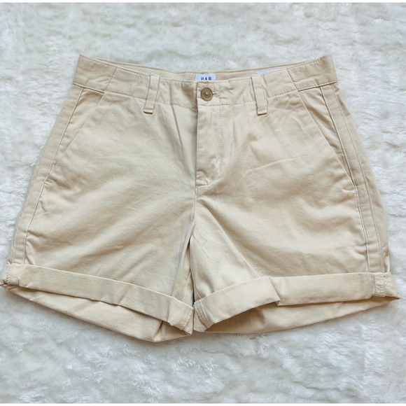 GAP Pants - Gap Tan Khaki Mid-Rise Chino Shorts 0 Petite Cotton Blend